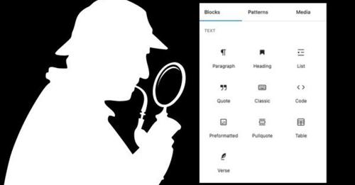 silhouette of Sherlock Holmes looking at list of text blocks